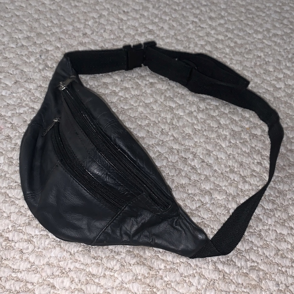 TH ✅ Black Leather ✅ Waist Adjustable Fanny Pack ✅